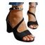 Plain Color Open Toe Chunky Heel Buckle Strap Metal Embellishment Trendy Sandals - Noir EU 43