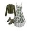 Vacation Women Outfit Floral Print Sleeveless High-Low Dress Solid Color Open Front Crop Top and Hollow Out Chunky Heel Sandals Set - Bleu clair S | US 4