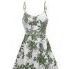 Vacation Women Outfit Floral Print Sleeveless High-Low Dress Solid Color Open Front Crop Top and Hollow Out Chunky Heel Sandals Set - Vert profond S | US 4