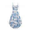Robe d'été sans manches à bretelles spaghetti réglables et imprimé floral - Bleu clair M | US 6