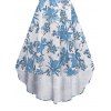 Robe d'été sans manches à bretelles spaghetti réglables et imprimé floral - Bleu clair M | US 6