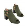 Open Toe Plain Color Buckle Strap Chunky Heels Hollow Out Casual Outdoor Sandals - Vert profond EU 42