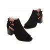 Open Toe Plain Color Buckle Strap Chunky Heels Hollow Out Casual Outdoor Sandals - Noir EU 42