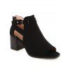 Open Toe Plain Color Buckle Strap Chunky Heels Hollow Out Casual Outdoor Sandals - Noir EU 42