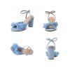 Bowknot Chunky Heels Open Toe Buckle Strap Elegance Party Sandals - Bleu EU 43