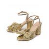 Bowknot Chunky Heels Open Toe Buckle Strap Elegance Party Sandals - d'or EU 43
