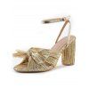 Bowknot Chunky Heels Open Toe Buckle Strap Elegance Party Sandals - d'or EU 43