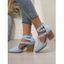 Solid Color Pointed Toe Chunky Heels Hollow Out Buckle Strap Vintage Sandals - Noir EU 42