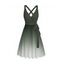 Robe de vacances décontractée mi-longue à imprimé ombré et ceinture croisée, décolleté plongeant, taille haute, coupe trapèze - Vert profond S | US 4