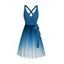 Robe de vacances décontractée mi-longue à imprimé ombré et ceinture croisée, décolleté plongeant, taille haute, coupe trapèze - Vert profond S | US 4