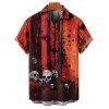 Chemise gothique à manches courtes et boutons pour homme, motif tête de mort et branches d'arbres, style Halloween - Orange Foncé 5XL