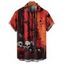 Chemise gothique à manches courtes et boutons pour homme, motif tête de mort et branches d'arbres, style Halloween - Orange Foncé 5XL