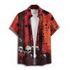 Chemise gothique à manches courtes et boutons pour homme, motif tête de mort et branches d'arbres, style Halloween - Orange Foncé 5XL