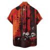 Chemise gothique à manches courtes et boutons pour homme, motif tête de mort et branches d'arbres, style Halloween - Orange Foncé 5XL