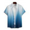 Chemise de vacances à imprimé ombré pour homme, boutonnée, retroussée, manches courtes, décontractée - Bleu 5XL