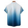 Chemise de vacances à imprimé ombré pour homme, boutonnée, retroussée, manches courtes, décontractée - Bleu 5XL