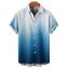 Chemise de vacances à imprimé ombré pour homme, boutonnée, retroussée, manches courtes, décontractée - Vert profond S