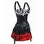 Robe gothique à lacets et motif squelette d'araignée colorblock, demi-fermeture éclair, œillets, sangle à boucle, robe trapèze - Noir XXL | US 14