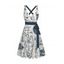 Robe de plage mi-longue à ceinture croisée et col plongeant, taille haute, motif ancre et éléments océaniques - Bleu de Minuit XXL | US 14