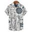 Chemise de plage à manches courtes et boutons pour homme, motif ancre et éléments océaniques, avec motif de lettres, pour les vacances - Bleu de Minuit 5XL
