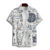 Chemise de plage à manches courtes et boutons pour homme, motif ancre et éléments océaniques, avec motif de lettres, pour les vacances - Bleu de Minuit 5XL