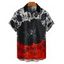 Chemise gothique à manches courtes et boutons pour homme, motif squelette d'araignée colorblock, style vacances - Noir 5XL