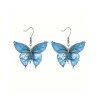 Vacation Women Outfit Butterfly Wings Print V Neck Lace Up Dress and Sequins Earrings Geometric Hollow Out Sandals Set - Bleu profond S | US 4