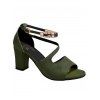 Plain Color Open Toe Chunky Heel Buckle Strap Metal Embellishment Trendy Sandals - Vert EU 43