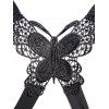 Casual Women Outfit Crossover Self Belted Bowknot Tied Butterfly Lace Dress and Flower Rhinestone Earrings Geometric Hollow Out Sandals Set - Noir S | US 4