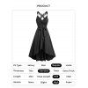 Casual Women Outfit Crossover Self Belted Bowknot Tied Butterfly Lace Dress and Flower Rhinestone Earrings Geometric Hollow Out Sandals Set - Noir S | US 4