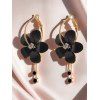 Casual Women Outfit Crossover Self Belted Bowknot Tied Butterfly Lace Dress and Flower Rhinestone Earrings Geometric Hollow Out Sandals Set - Noir S | US 4