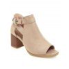 Open Toe Plain Color Buckle Strap Chunky Heels Hollow Out Casual Outdoor Sandals - café lumière EU 39