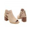 Open Toe Plain Color Buckle Strap Chunky Heels Hollow Out Casual Outdoor Sandals - café lumière EU 39