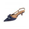 Bowknot Decor Pointed Toe Buckle Strap Stiletto Heels Elegance Sandals - Bleu profond EU 40