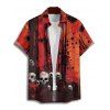Gothic Couple Outfit Skulls Tree Branches Pattern Lace Up Half Zipper Grommet Buckle Strap Dress and Button Up Shirt Holiday Matching Outfit - Orange Foncé S | US 4