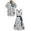 Vacation Couple Outfit Navigation Ocean Elements Anchor Letter Pattern Crossover Belt Dress and Button Up Shirt Beach Matching Outfit - Bleu de Minuit S | US 4