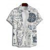 Vacation Couple Outfit Navigation Ocean Elements Anchor Letter Pattern Crossover Belt Dress and Button Up Shirt Beach Matching Outfit - Bleu de Minuit S | US 4
