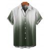 Vacation Couple Outfit Ombre Printed Crossover Belt Plunging Neck High Waisted A Line Midi Dress and Button Up Shirt Casual Matching Outfit - Vert profond S | US 4