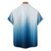 Vacation Couple Outfit Ombre Printed Crossover Belt Plunging Neck High Waisted A Line Midi Dress and Button Up Shirt Casual Matching Outfit - Bleu S | US 4
