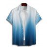 Vacation Couple Outfit Ombre Printed Crossover Belt Plunging Neck High Waisted A Line Midi Dress and Button Up Shirt Casual Matching Outfit - Bleu S | US 4