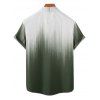 Chemise de vacances à imprimé ombré pour homme, boutonnée, retroussée, manches courtes, décontractée - Vert profond S