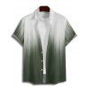 Chemise de vacances à imprimé ombré pour homme, boutonnée, retroussée, manches courtes, décontractée - Vert profond S