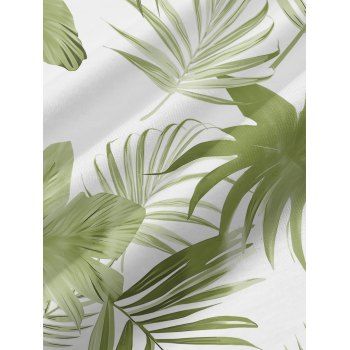 Hawaii Couple Outfit Tropical Leaf Pattern Pocket Spaghetti Strap A Line Long Tank Dress and Button Up Shirt Beach Matching Outfit