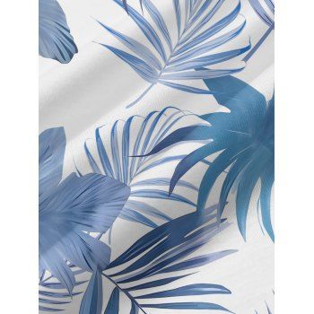 Hawaii Couple Outfit Tropical Leaf Pattern Pocket Spaghetti Strap A Line Long Tank Dress and Button Up Shirt Beach Matching Outfit