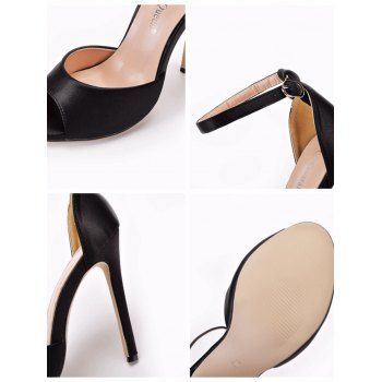 Solid Color Buckle Strap Open Toe High Heels Elegance Sandals