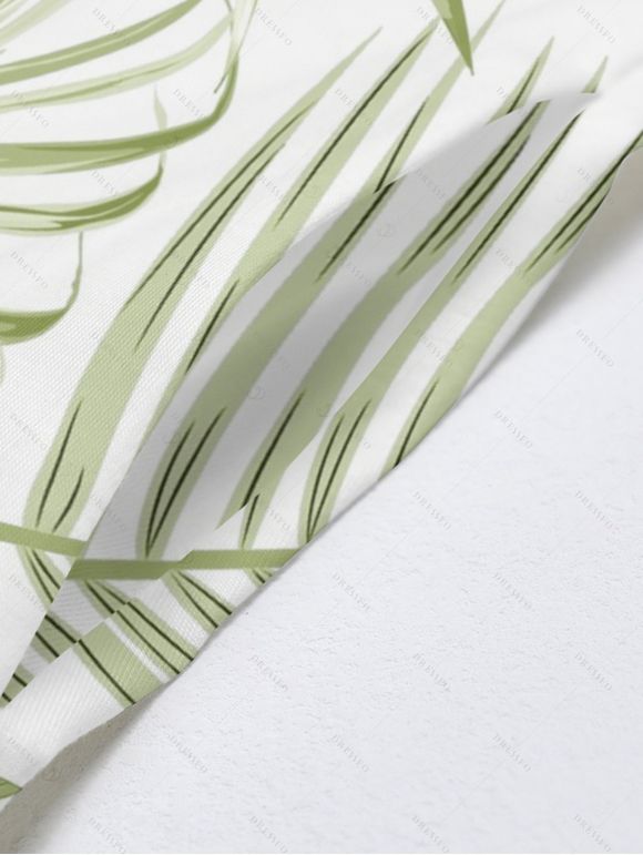 Robe hawaïenne à poches et motif feuilles tropicales, bretelles spaghetti, coupe trapèze, longue, débardeur de plage - Vert clair XXL | US 14