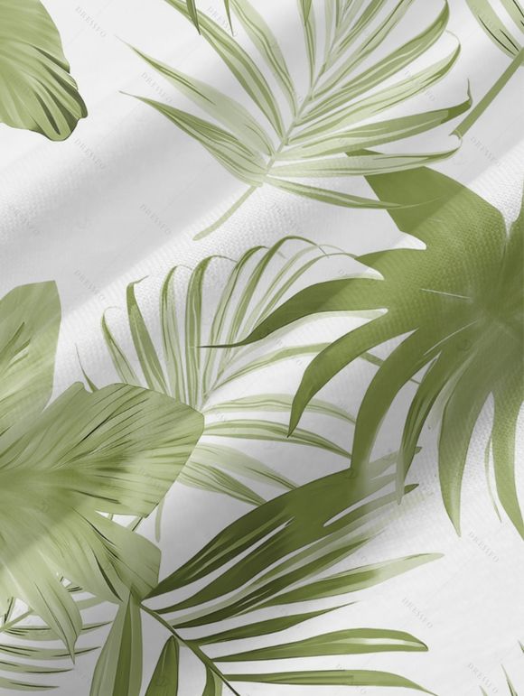 Robe hawaïenne à poches et motif feuilles tropicales, bretelles spaghetti, coupe trapèze, longue, débardeur de plage - Vert clair XXL | US 14