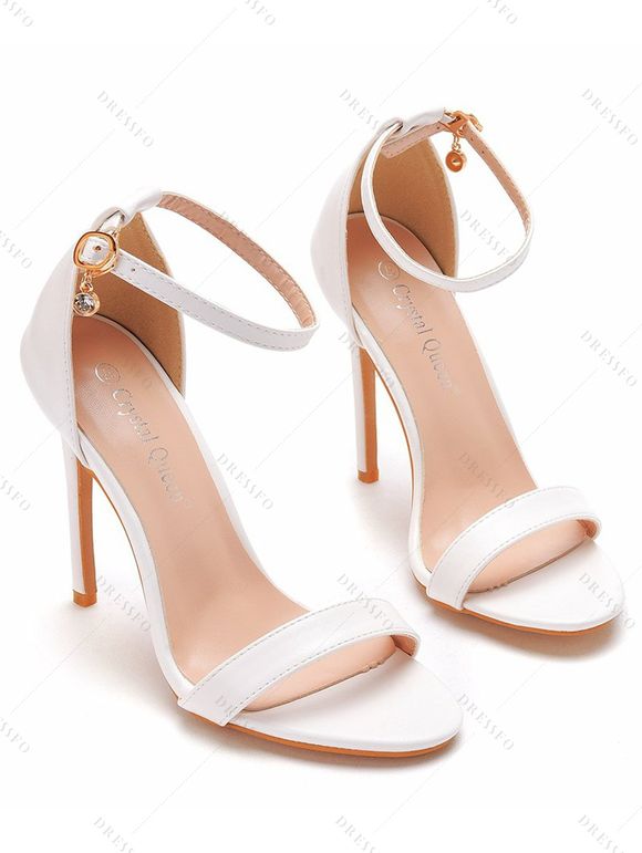 Buckle Strap Stiletto High Heel Open Pointed Toe Elegance Sandals - Blanc EU 43