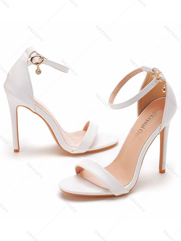 Buckle Strap Stiletto High Heel Open Pointed Toe Elegance Sandals - Blanc EU 43