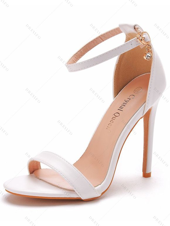 Buckle Strap Stiletto High Heel Open Pointed Toe Elegance Sandals - Blanc EU 43